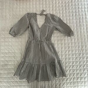 Mango Green and White Gingham Dress